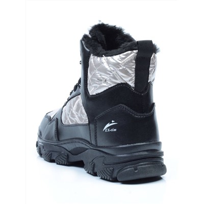 2222-4 BLACK Ботинки подростковые зимние (искусственные материалы) размер 36