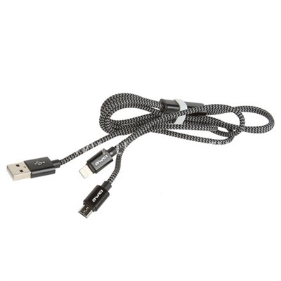 Power Bank 10000mAh/АЗУ 2 USB выхода (2400mAh)/USB кабель Ip5/Micro USB AWEI X15 (черный)