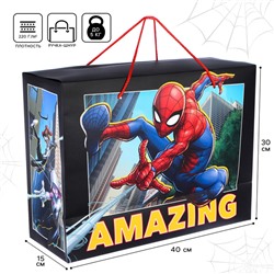 Пакет-коробка, 40 х 30 х 15 см "Amazing", упаковка, Человек-паук