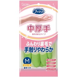 Виниловые перчатки (средней толщины, с внутренним покрытием, зелёные) Family, ST, размер M, 1 пара