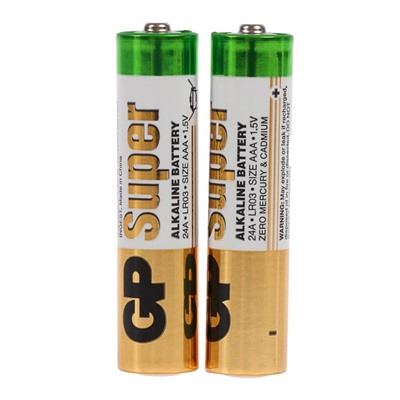 Батарейка алкалиновая GP Super, AAA, LR03-2BL, 1.5В, блистер, 2 шт.