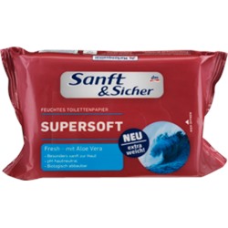 Sanft&Sicher Влажная Туалетная бумага Supersoft Fresh, 50 шт