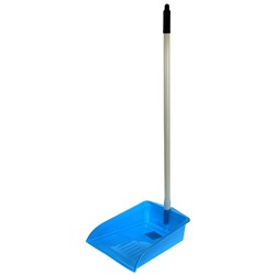 Совок для мусора пластмассовый 23х22х7,8см, длинная ручка 62см, синий (Китай)