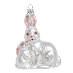 Семейка кроликов белые (стекло) 9х4х10 см
