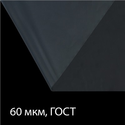 Плёнка полиэтиленовая 60 мкм, прозрачная, длина 10 м, ширина 3 м, рукав (1.5 × 2 м), ГОСТ 10354-82