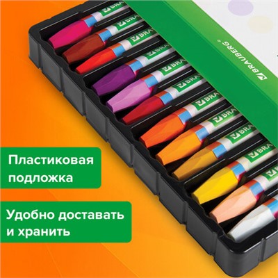 Восковые мелки утолщенные BRAUBERG KIDS, НАБОР 24 цвета, на масляной основе, яркие цвета, 271694