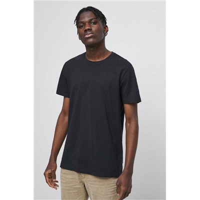 T-shirt bawełniany męski gładki z domieszką elastanu kolor czarny