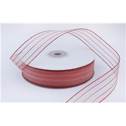 Декоративная лента с люрексом (белый, красный), 22мм * 50 ярдов(+-1)