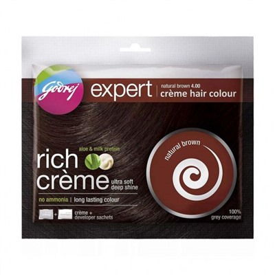 Крем-краска для волос, натуральный коричневый (40 г), Expert Creme Hair Colour Natural Brown, произв. Godrej