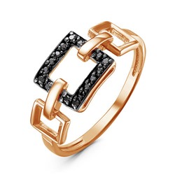 Позолоченное кольцо с черными фианитами -  998 - п