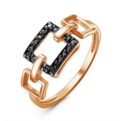 Позолоченное кольцо с черными фианитами -  998 - п