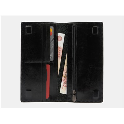 Кожаное портмоне с росписью из натуральной кожи «PR001 Black Утренняя сова 2»