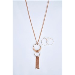 Chained Gold Y-Necklace And Earrings Set