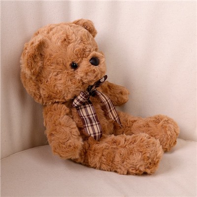 Мягкая игрушка «Медвежонок» с клетчатым бантиком, 30 см, цвет коричневый
