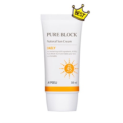 APIEU Pure Block Natural Ежедневный солнцезащитный крем SPF45/PA+++