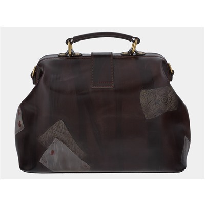 Коричневая кожаная сумка с росписью из натуральной кожи «W0023 Brown Азарт»