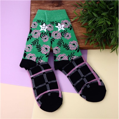 Носки «Green flower pattern», мужские/женские евро размер 35-45