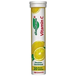 altapharma Brausetabletten Vitamin C, алтафарма Шипучие таблетки с витамином С со вкусом лимона, 20 шт