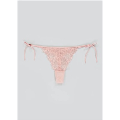 Side Tie Dotted Lace Thong