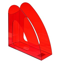 Лоток для бумаг вертикальный Calligrata "Lumin", тонированный, прозрачно-красный, ширина 90мм