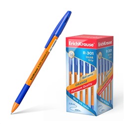 Ручка шариковая ErichKrause® R-301 Orange Stick&Grip синяя 0,7мм 39531/50/Китай Подробнее