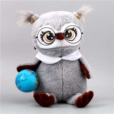 Мягкая игрушка «1 сентября: Совушка с глобусом», цвет серый
