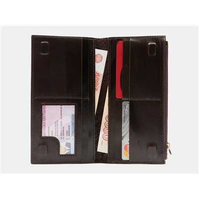 Кожаное портмоне с росписью из натуральной кожи «PR003 Brown Истребитель»