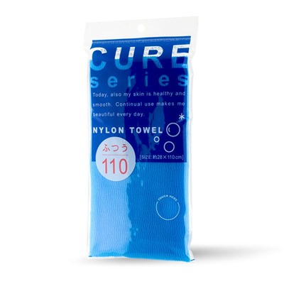 Японская мочалка средней жесткости Cure Nylon Towel Regular, OHE (синяя)