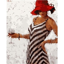 Картина по номерам 40х50 - Женщина в полосатом платье