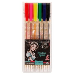 Ручки гелевые 6 цветов TIK TOK GIRL в кор.6*24шт