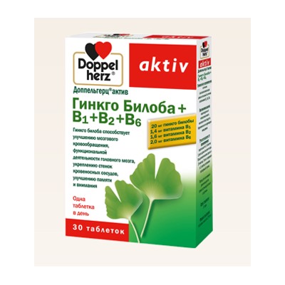 Доппельгерц Актив Гинкго Билоба вит В1,В2,В6 415мг №30таб (БАД)