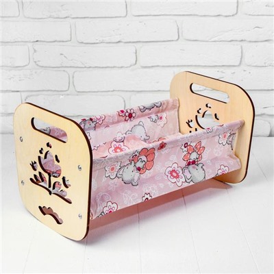 Кроватка деревянная для кукол «Катюша», 44 × 24 × 24 см, с постельным бельём