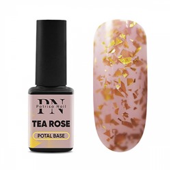 12 мл, Patrisa Nail, POTAL Tea Rose base (каучуковая розовая база с золотой поталью)