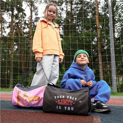 Сумка детская спортивная для девочки «Гимнастка», на молнии, наружный карман, цвет серый/розовый