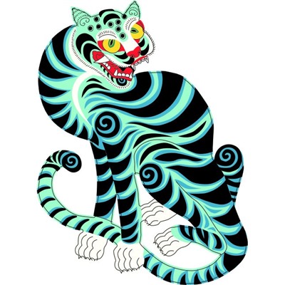 Китайский Тигр Синий Брошь/Значок-575