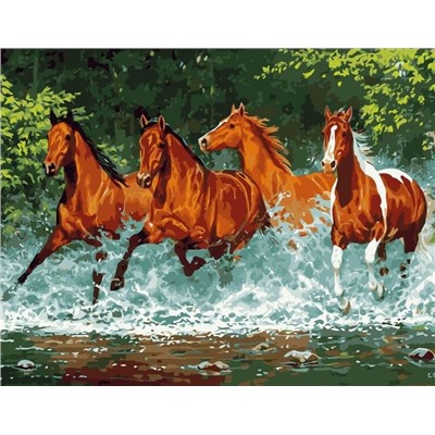 Картина по номерам 40х50 - Табун лошадей