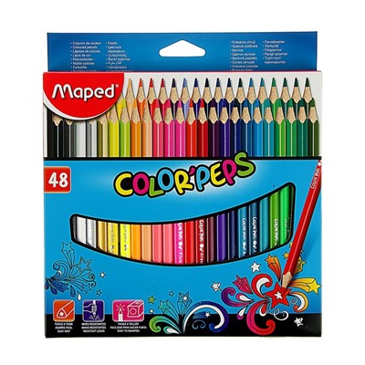 Карандаши трёхгранные, 48 цветов, Maped Color Peps, ударопрочный грифель