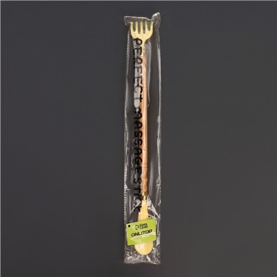 Массажёр - чесалка, универсальный, с ложкой, деревянный, 47 × 4 × 3 см, цвет жёлтый