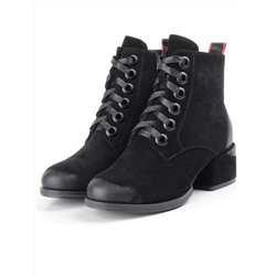 R189-1 BLACK Ботинки зимние женские (натуральная замша, натуральный мех) размер 35