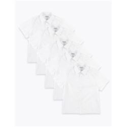 Boys' 5pk Regular Fit Easy to Iron School Shirts (2-18 Yrs)