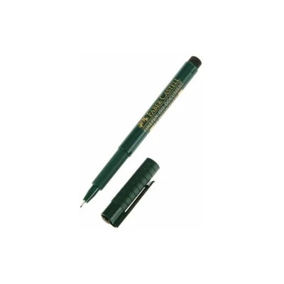 Ручка капиллярная FABER-CASTELL "Finepen 1511", Черная, корпус темно-зеленый, линия письма 0,4 мм, 151151