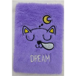 Блокнот плюшевый «Dream cat», purple, 21,5х15 см, плотность 70 гр.