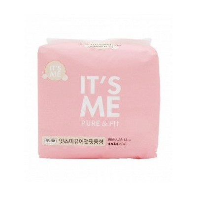 Прокладки женские гигиенические с крылышками, 3 капли, Pure & Fit pads regular,  It's Me, 12 шт.