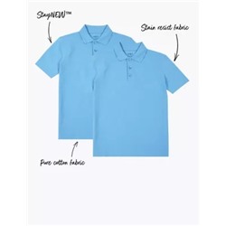 2pk Boys' Stain Resist School Polo Shirts (2-16 Yrs)