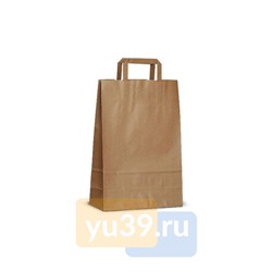 Пакет-сумка крафт, 24+14х28 см, 80 г/м2, с плоскими ручками, в упаковке 300 штук