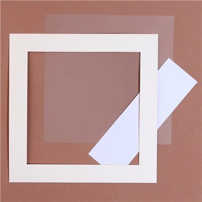 Паспарту размер рамки 24 × 24, прозрачный лист, клейкая лента, цвет красный