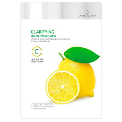 Маска на тканевой основе Premium Lemon Essence mask, BeauuGreen, 23 г