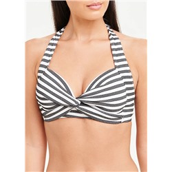Soon Stripe Halterneck Bikini Top