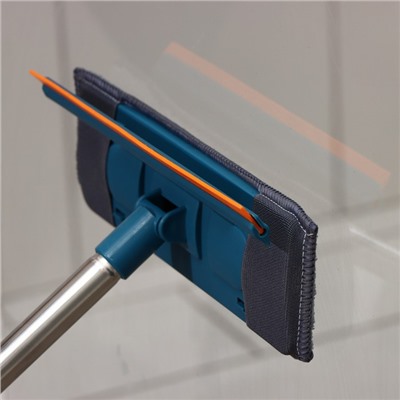 Окномойка со стальной составной ручкой Raccoon «Карманы», насадка из микрофибры, 24,5×8×86 см