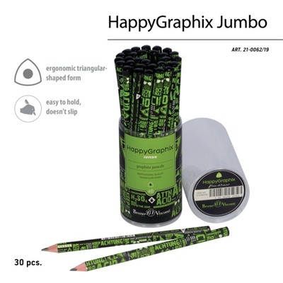 Карандаш чернографитный BrunoVisconti HappyGraphix JUMBO "Химия", 4В, трёхгранный